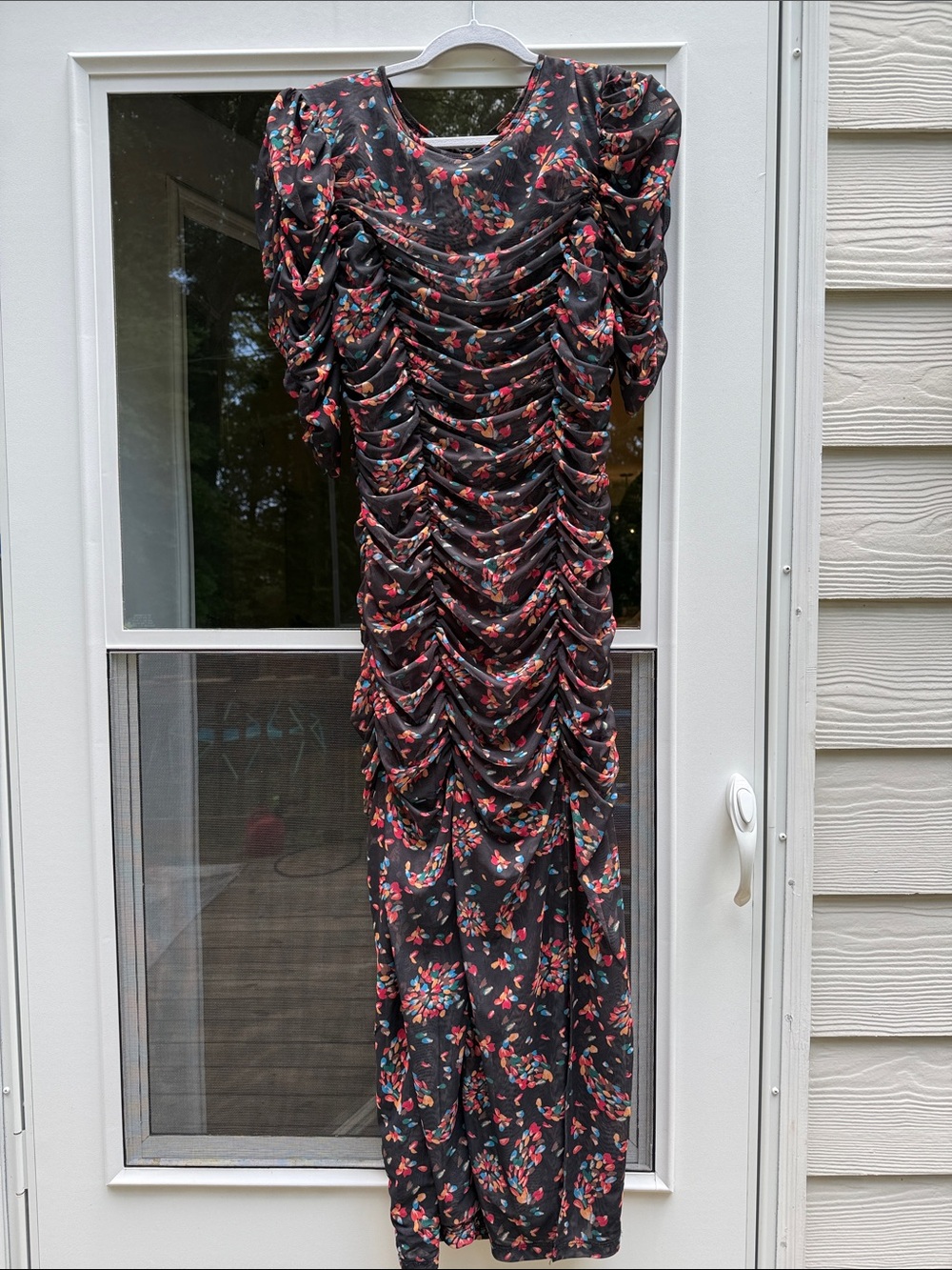 FREE PEOPLE Ruched Black Floral Maxi Dress - Women